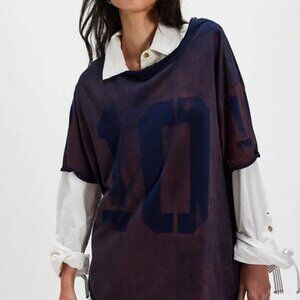 Free People We The Free Laid Back Tee Boat Neck Oversized 10 Printed Top M